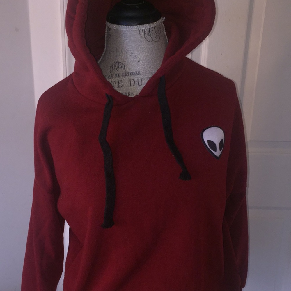 Maroon alien emblem hoodie
